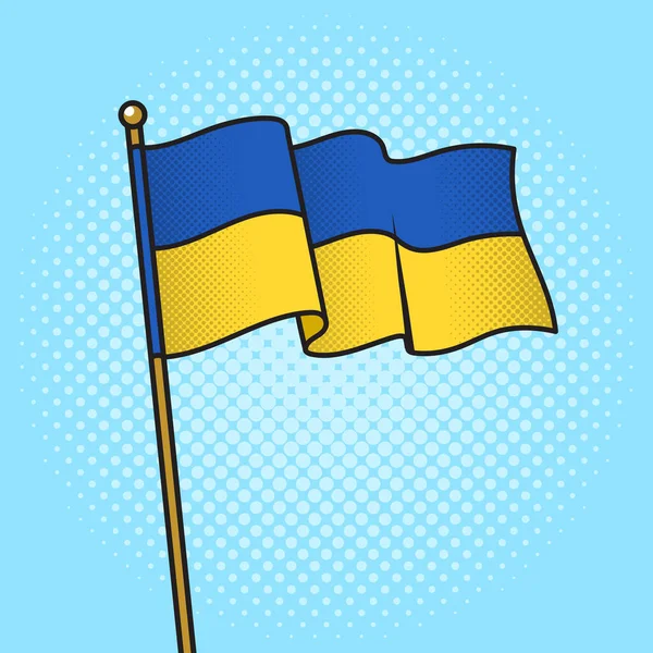 Flag Ukraine Pinup Pop Art Retro Vector Illustration Comic Book — Stock Vector