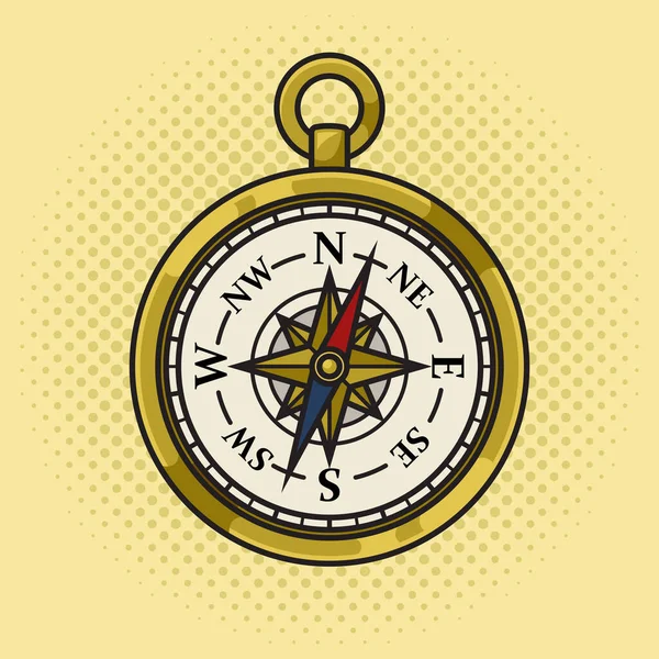 Vintage Kompas Pinup Pop Art Retro Wektor Ilustracji Imitacja Stylu — Wektor stockowy
