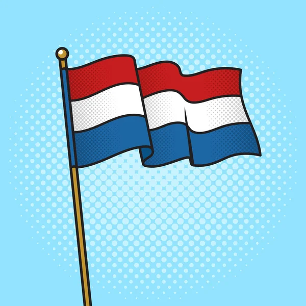 Flag Netherlands Pinup Pop Art Retro Vector Illustration Стиль Коміксів — стоковий вектор