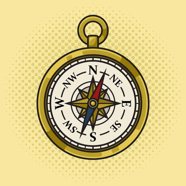 Vintage Kompas Pinup Pop Art Retro Raster Ilustracji Imitacja Stylu — Zdjęcie stockowe