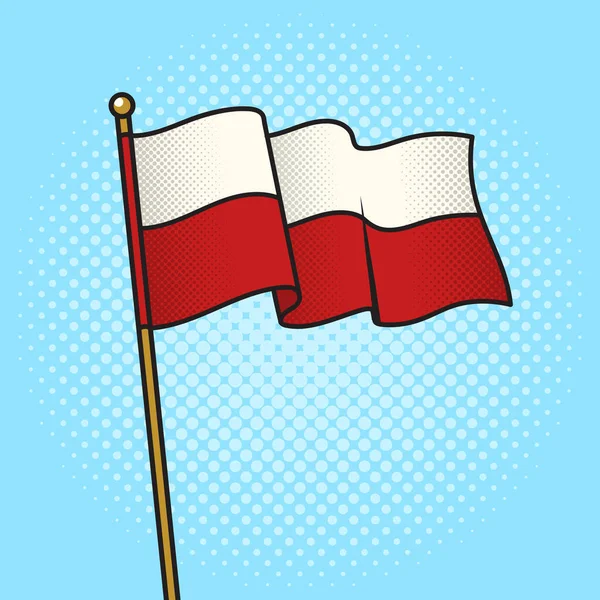 Flaga Polski Pinup Pop Art Retro Wektor Ilustracji Imitacja Stylu — Wektor stockowy