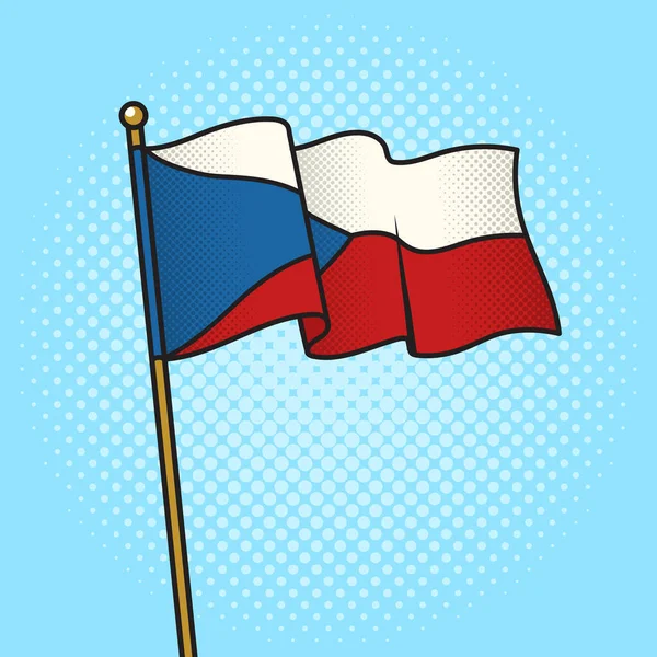 Zászló Cseh Köztársaság Pinup Pop Art Retro Vektor Illusztráció Képregény — Stock Vector
