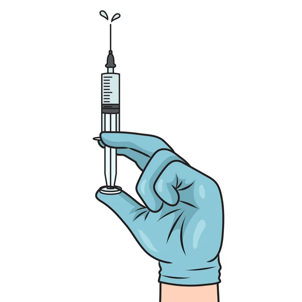 Syringe Medicine Hand Medical Professional Schematic Raster Illustration Medical Science — Stock Photo, Image