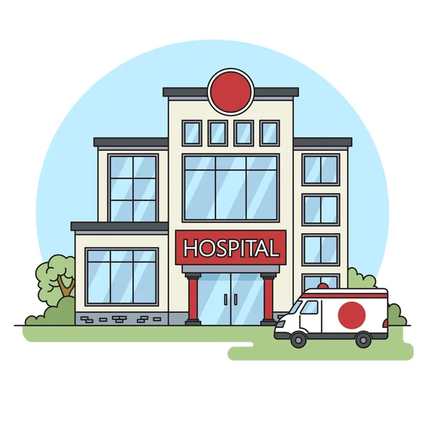 Hastane Binası Şematik Raster Çizimi Tıp Bilimi Eğitimsel Illüstrasyon — Stok fotoğraf