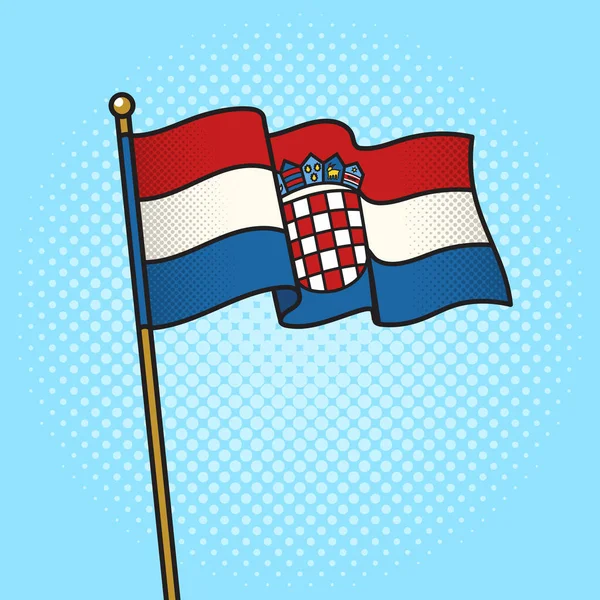 Vlag Van Kroatië Pin Pop Art Retro Raster Illustratie Stripboek — Stockfoto
