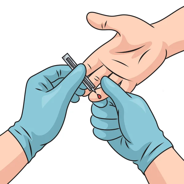 Λήψη Αίματος Από Δάχτυλο Για Διάγραμμα Αιματολογικών Εξετάσεων Σχηματική Διανυσματική — Διανυσματικό Αρχείο