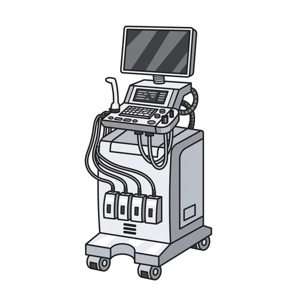 Orvosi Ultrahang Eszköz Eszköz Szkenner Sematikus Vektor Illusztráció Orvostudományi Oktatási — Stock Vector