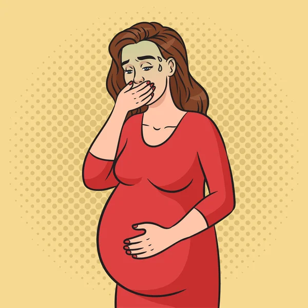 Kobieta Ciąży Porannymi Nudnościami Schematyczna Ilustracja Rastrowania Medycyna Nauka Edukacyjna — Zdjęcie stockowe