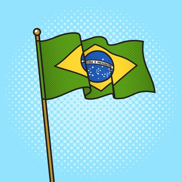 Bandiera Del Brasile Pinup Pop Art Retro Raster Illustrazione Imitazione — Foto Stock