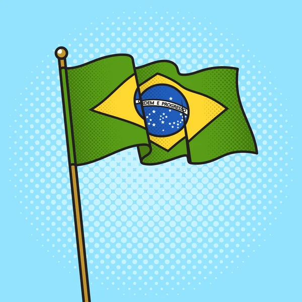 Bandera Brasil Pinup Arte Pop Ilustración Vectorial Retro Imitación Estilo — Archivo Imágenes Vectoriales