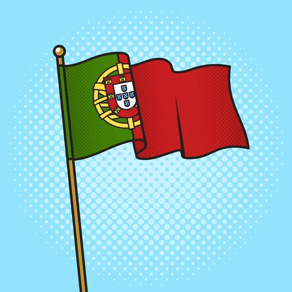 Flag Portugal Pinup Pop Art Retro Vector Illustration Comic Book — Stock Vector