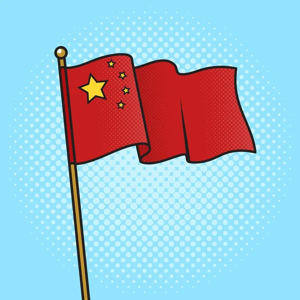 Flagga Kina Pinup Popkonst Retro Raster Illustration Serietidningsimitation — Stockfoto