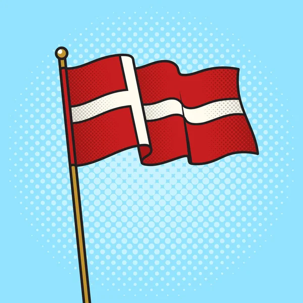 Прапор Данії Пінап Поп Арт Ретро Растрова Ілюстрація Імітація Стилю — стокове фото