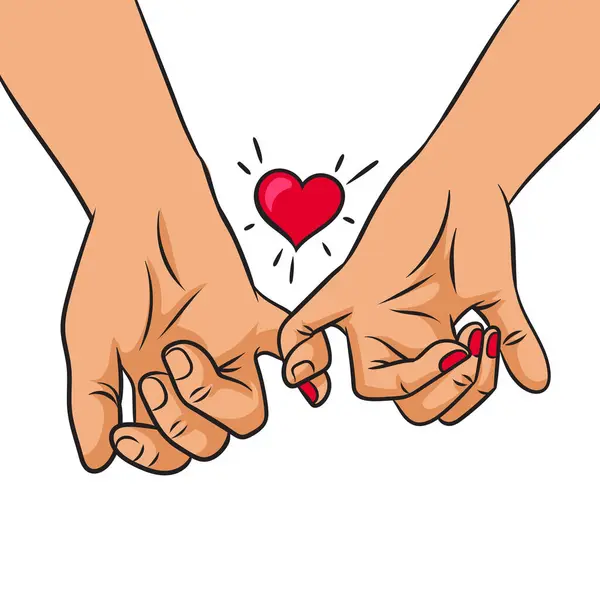 Пара Влюблённых Держатся Руки Ретро Растровой Иллюстрацией Поп Арта Имитация — стоковое фото