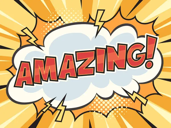 Şaşırtıcı kelime pop sanat retro vektör çizim. Çizgi roman tarzı taklit.