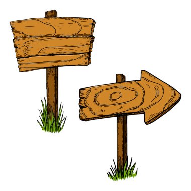 İşaretler ahşap çizgi çizimi oymalı el yazısı renk raster illüstrasyonu. Tişört giysisi baskısı tasarımı. Çizik tahtası taklidi. Siyah beyaz el çizimi resim.