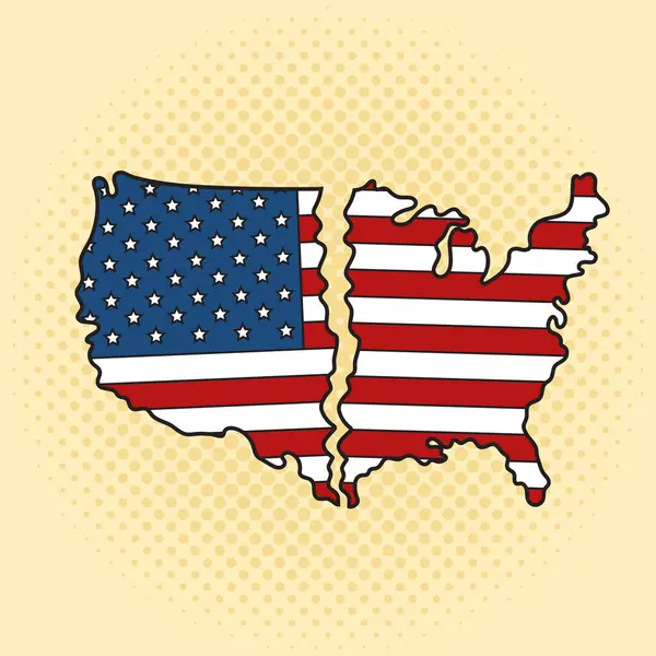 Split Usa Country Avec Une Fissure Dans Illustration Vectorielle Rétro — Image vectorielle