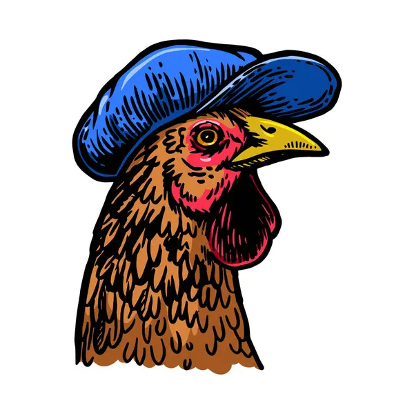 Hühnervogel Mit Flacher Mütze Handgezeichnete Vektorillustration Stil Einer Skizze Nachahmung — Stockvektor
