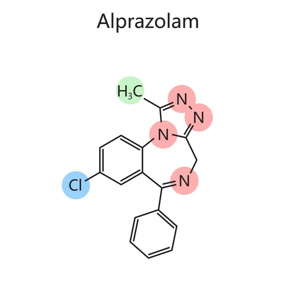 Χημικός Οργανικός Τύπος Του Διαγράμματος Alprazolam Ζωγραφισμένο Στο Χέρι Σχηματική — Φωτογραφία Αρχείου