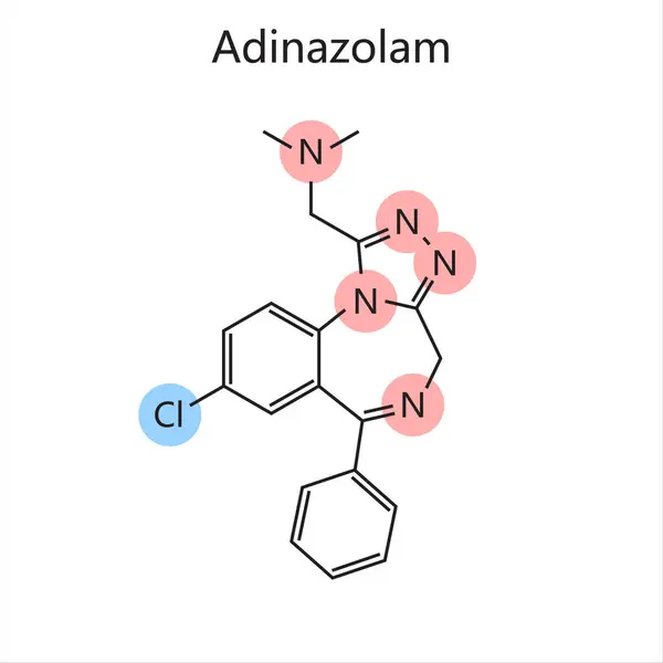 Χημικός Οργανικός Τύπος Του Διαγράμματος Adinazolam Ζωγραφισμένο Στο Χέρι Σχηματική — Φωτογραφία Αρχείου