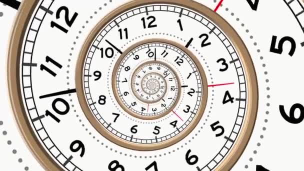 Espiral Com Mostrador Relógio Metáfora Infinito Tempo Transição Tempo Tempo — Vídeo de Stock