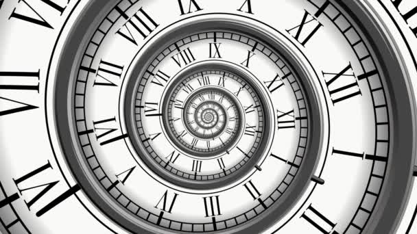 Spirala Zegarkiem Poziomie Metafora Nieskończoności Czasu Przemijanie Czasu Ograniczony Czas — Wideo stockowe