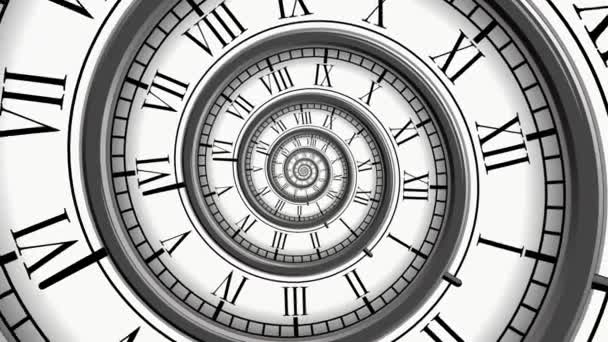 Espiral Con Esfera Reloj Horizontal Metáfora Del Infinito Del Tiempo — Vídeo de stock
