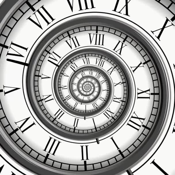 Spiral Ρολόι Ρολόι Καντράν Τετράγωνο Μεταφορά Του Απείρου Του Χρόνου — Αρχείο Βίντεο