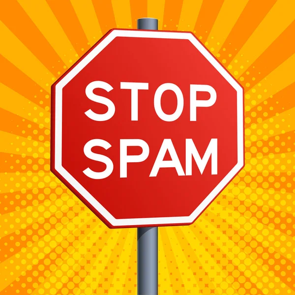 Sarı çizgi roman arka planında kırmızı konserve jambonu işareti. Kavramsal çizim. Pop sanat tarzı el çizimi renk vektörü çizimi.