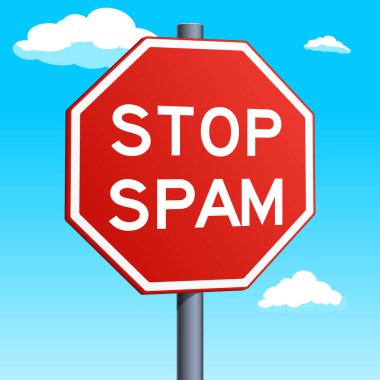 Mavi gökyüzü arka planında kırmızı konserve jambonu işareti. Kavramsal çizim. Pop sanat tarzı el çizimi renk raster illüstrasyonu.