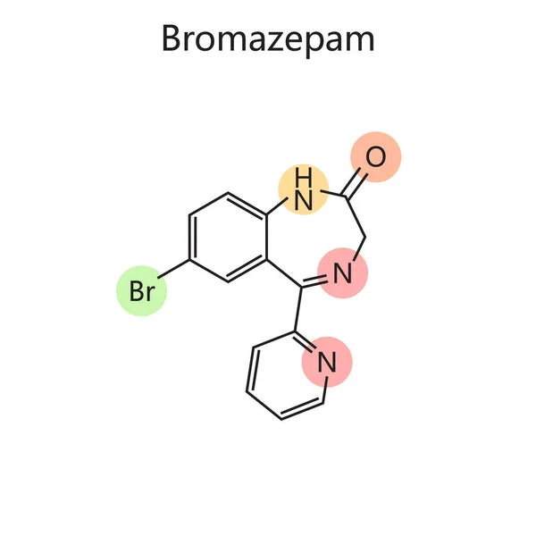 Χημικός Οργανικός Τύπος Του Διαγράμματος Bromazepam Ζωγραφισμένο Στο Χέρι Σχηματική — Φωτογραφία Αρχείου