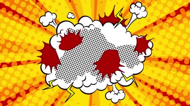 Boom Palabra Pop Art Cómic Estilo Retro Dibujado Mano Animación — Vídeos de Stock