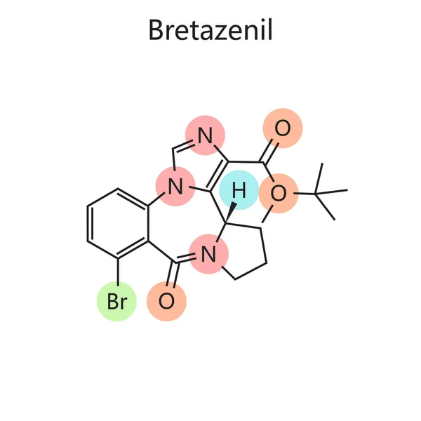 stock image Chemical organic formula of Bretazenil diagram hand drawn schematic raster illustration. Medical science educational illustration