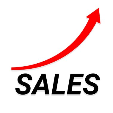 Kırmızı ok satışların arttığını gösteriyor. Kavramsal vektör çizimi