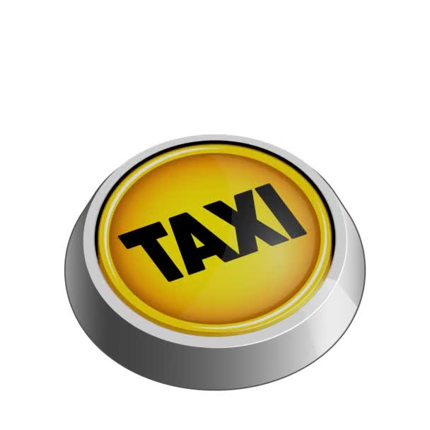 Gele Taxi Knop Witte Achtergrond Concept Vierkante Video Animatie Met — Stockvideo