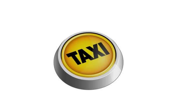 Yellow Taxi Button White Background Concept Video Animation Hand Drawn — Stock Video