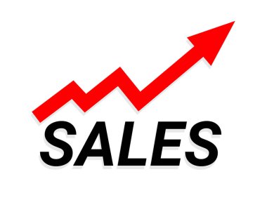 Kırmızı ok satışların arttığını gösteriyor. Kavramsal raster çizimi