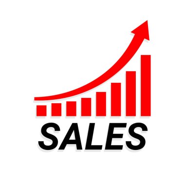 Kırmızı ok satışların arttığını gösteriyor. Kavramsal raster çizimi