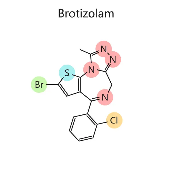 Χημικός Οργανικός Τύπος Του Διαγράμματος Brotizolam Ζωγραφισμένη Στο Χέρι Σχηματική — Φωτογραφία Αρχείου