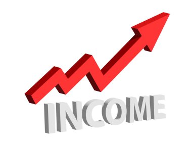 Red arrow 3D up shows increasing income. Conceptual vector illustration clipart