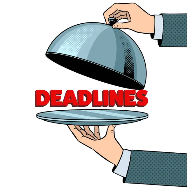 Deadline Serving Tray Plate Concept Depicting Pressure Time Management Illustration — Stock Vector