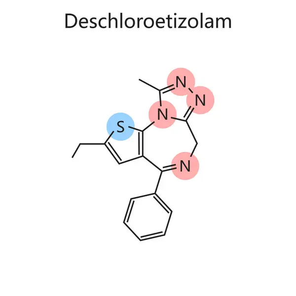 Chemische Organische Formule Van Deschloroetizolam Diagram Met Hand Getekend Schematische — Stockfoto