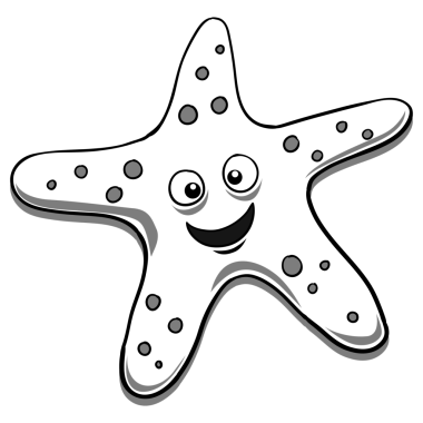 Çizgi film renksiz denizyıldızı mutlu yüzü PNG çizimi