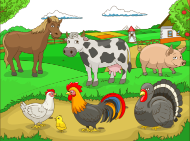 Çiftlik çizgi film eğitim illüstrasyon