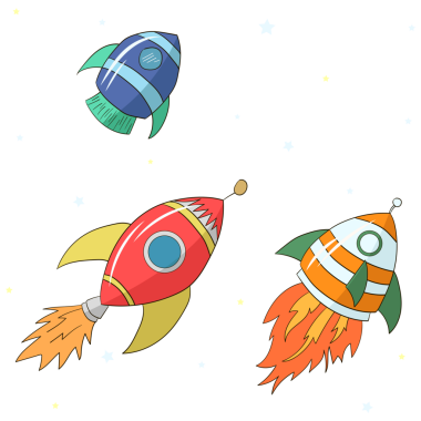 Çizgi film roketleri çizilmiş el çizimi karalama PNG illüstrasyonu