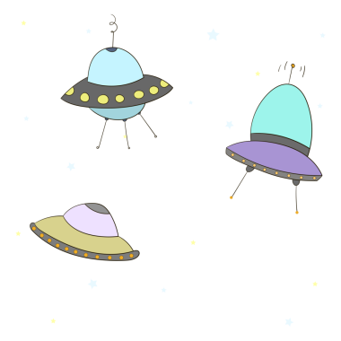 Çizgi film UFO PNG çizimi karalama el çizimi PNG illüstrasyonu