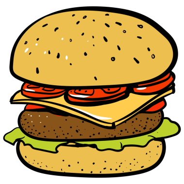 Hamburger çizgi roman tarzı pop sanat PNG