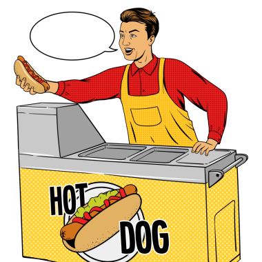 Sosisli satan adam, karikatür tarzı PNG.