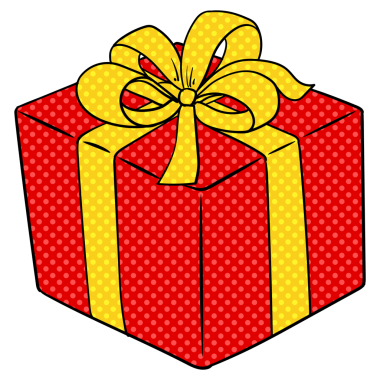 Hediye pop sanat tarzı PNG illüstrasyonlu kutu