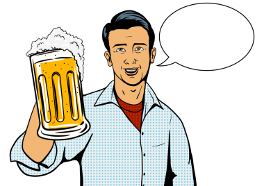 Adam bira bardağı pop sanatını PNG tarzında sunuyor